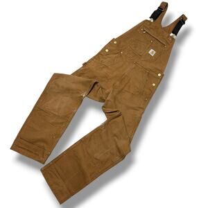 Carhartt Double Knee Duck Canvas Bib Overalls Workwear Painter R01-BRN 30x34
